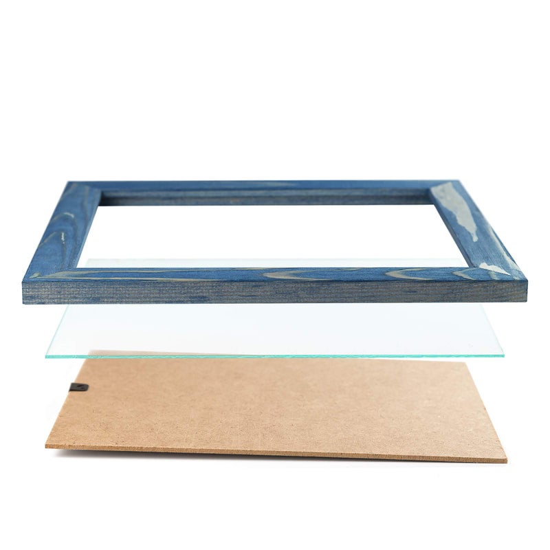 Woodside Rustic Wooden Picture Frame 11x14 - Natural Solid Eco Distressed Wood for Wall Mounting Photo Frame - Navy Blue - Image 3